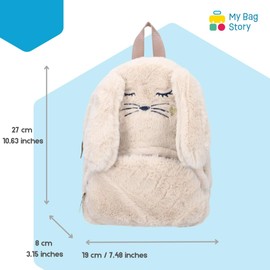 mybagstory - White rabbit mushroom backpack for girls - child - school - kindergarten - daycare - school bag girl - size 27 cm - adjustable straps - gift idea, Rabbit - White, Enfant