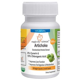 Artichoke Extract (5% Cynarin, 15% Chlorogenic Acid) - 500mg - 60 Vegan Capsules - Liver Health