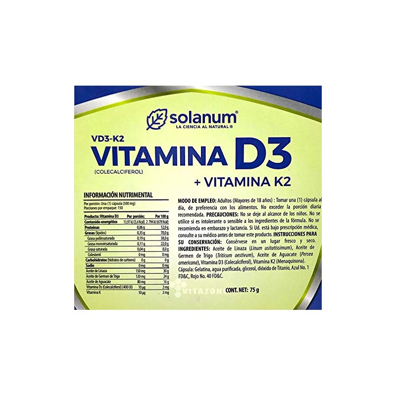 Solanum - Solanum Vitamina D3 Y Vitamina K2 Solanum -