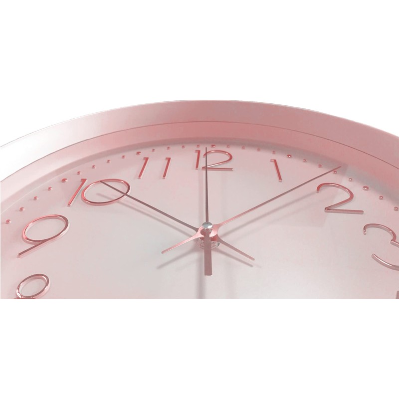 Maxspace Pink Wall Clock Silent Non-Ticking, 12in Analog Wall Clock