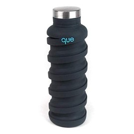 que Bottle | Designed for Travel and Outdoor. Collapsible Water Bottle - Food-Grade Silicone/BPA Free/Lightweight/Eco-Friendly - 20oz (Metallic Charcoal)
