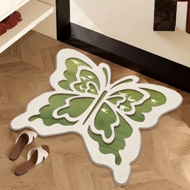 Alfombra de baño con diseño de animales de mariposa, divertida alfombra antideslizante para decoración de tina, súper absorbente, lavable a máquina, de secado rápido, para tina, ducha, recámara