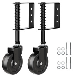 4" Spring Loaded Caster, Heavy Duty Rubber Wheel for Wooden Fence with 360 Rotation, Farm Gate Support Helper for Wooden Metal Vinyl Swing Gate, 2Pack, 220 Lbs Capacity, Black