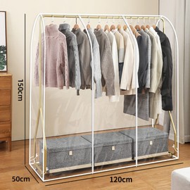 Anjing Dust Cover for Hangers 2 Zippers Extra Wide 120 x 150 x 50 cm Transparent Clothing Covers