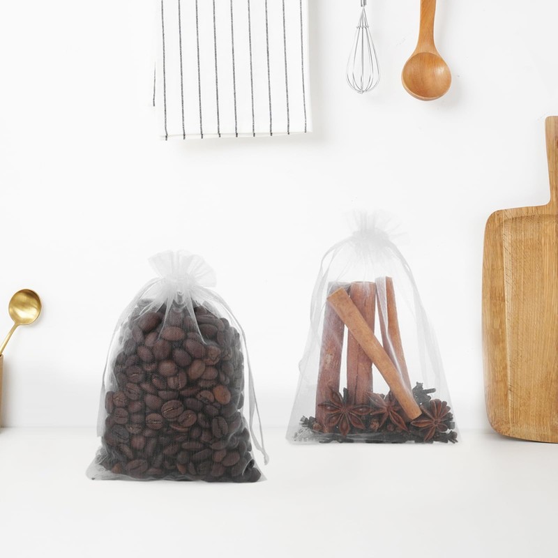 100 Pcs Organza Gift Bags Drawstring, Reusable Mesh Gift Bags,