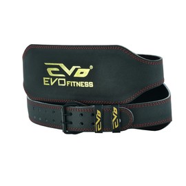EVO Fitness 6” Matte Black Weight Lifting Belt With 18" Wrist Straps Gym Cowhide Leather Padded Lumbar Back Support Powerlifting Bodybuilding Workout Training Men Women (Black, 2X-Large)