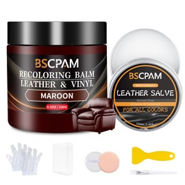 BSCPAM Maroon Leather Recoloring Balm with 100ml Mink Oil,Leather Couch Scratch Remover,Leather Repair kit for Vinyl Furniture and Car Interior,Leather Dye Paint,Mink Oil for Leather