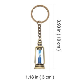Kisangel Hourglass Keychain 5pcs Hour Glass Sand Timer Key Chains Retro Backpack Key Rings for Men Women Decor,Blue Clock Keychain