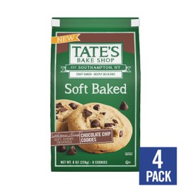 Tate's Bake Shop Soft Baked Cookies, Chocolate Chip, 4-8 oz Bags