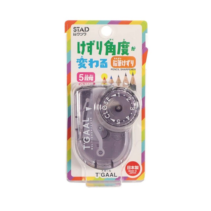 KUTSUWA STAD T'GAAL Angle Adjustable Pencil Sharpener, Translucent Black, 1