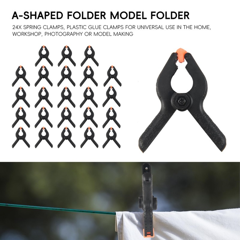 Atelierate 24X Spring Clamps, Plastic Glue Clamps for Universal Use