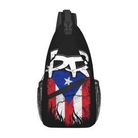 PVTIONXIE Puerto Rico Flag Sling Backpack for Women Men, Chest Bag Daypack Crossbody for Travel Sport Running Hiking