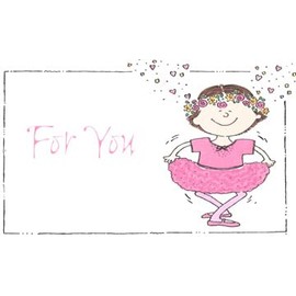 Lil Pickle Girls Ballerina Mini Gift Enclosure Cards, For You, 2.5"x3", Blank Inside, 10 Pack w/Envelopes