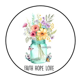 30 Pcs Faith Hope Love Stickers Favor Labels Tags Envelope Seals Stamps 1.5" Round Sticker for Packages Small Business Cards Letters Gifts Boxes for Holiday, Floral, Flowers, Religious