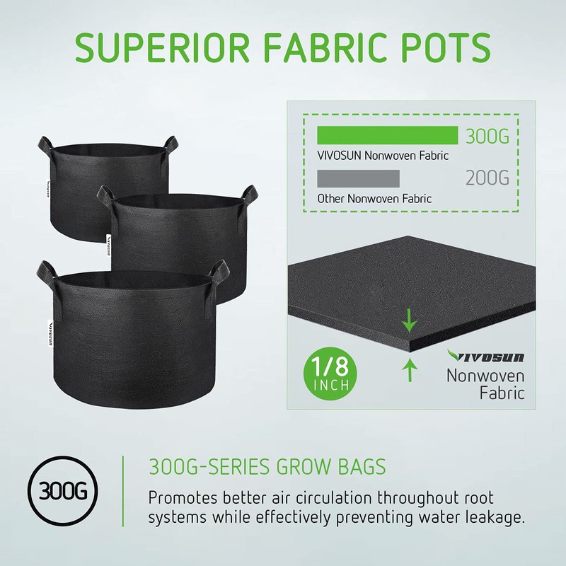 VIVOSUN 10-Pack 20 Gallon Grow Bags, Reinforced Planter Fabric Pots
