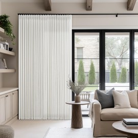 Pinch Pleated Linen Curtains 84 Inch Length for Living Room Bedroom Textured Ivory Birch Semi Sheer Boho Neutral Back Tab Pinch Pleat Hooks Rings Window Curtain 84 Inches Long 1 Panel Beige White