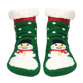 TOSKATOK Festive Xmas Cosy Fleece Lined Slipper Gripper socks for Men, Women, Girls, Boys, Family-SNOWMAN