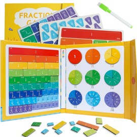 Montessori Magnetic Fraction Educational Puzzle for Children, Math Fraction Manipulatives Education, Magnetic Fraction Tiles and Fraction Circles, Score Disk Demonstrator for Elementary School Student