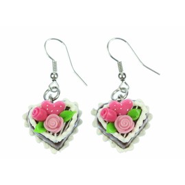 Miniblings Lebkuchenherz Ohrringe Hänger Herz Oktoberfest Weihnachten Rosen - Handmade Modeschmuck I Ohrhänger Ohrschmuck versilbert