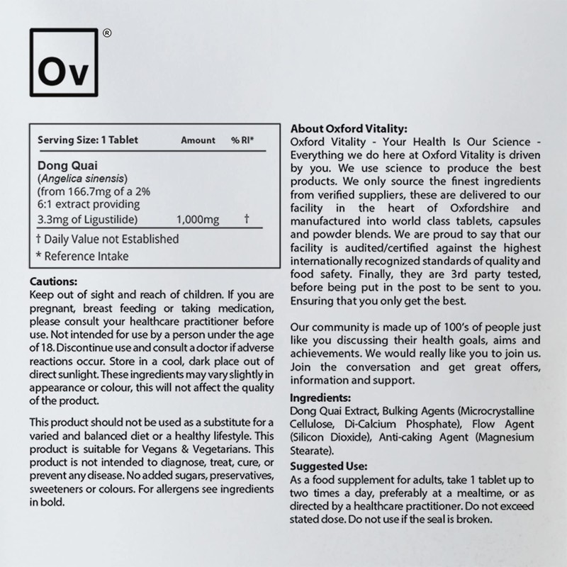 Dong Quai Root Tablets | 1000mg Supplements Pills | Oxford