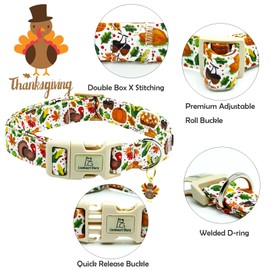 Lionheart glory Turkey Dog Collar, Thanksgining Day Dogs Collar Adjustable Soft Comfortable Collars for Large Dogs Girl or Boy Pet Gift Fall Cute Collar Quick Release Plastic Buckle