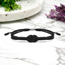 HARACRAFT Black Infinity Protection Bracelet, Forever Lucky and Safe Multiple Color Tibetan Bracelet, Surfer String Wrap Bracelet for Men, Women, Forever Friendship, Luck and Protection (Black)