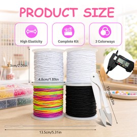 Kanzith Bracelet String,4Roll Elastic Cord with Scissors and Beading Needle