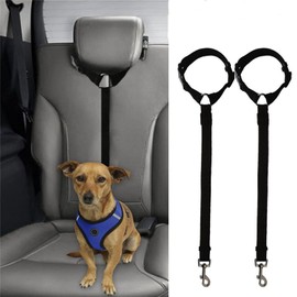2 Packs Dog Cat Safety Seat Belt Strap Car Headrest Restraint Adjustable Nylon Fabric Dog Restraints Vehicle Seat Belts Harness Certified Crash Tested Harness Tru-Fit Enhanced Strength Style