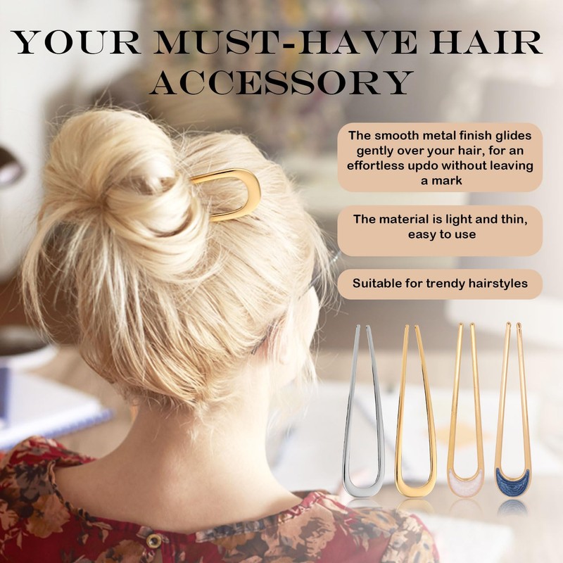 8 Stück U Förmige Haarnadeln, Modische Französische Haargabel Metall Haarnadeln