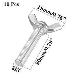 10 Pcs M3 304 Stainless Steel Wing Butterfly Screws Bolts Wing Bolt Machine Fastener Thumb Hand Screws (M3-0.5 x 20mm)