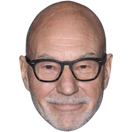 Patrick Stewart (Glasses) Celebrity Mask, Flat Card Face, Fancy Dress Mask