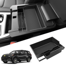 SKTU for 2023 2024 2025 2026 Ford Explorer Accessories Center Console Organizer for 2020-2026 Ford Explorer Console Tray 2023 2024 2025 2026 Explorer Middle Console Organizer with Coin Holder (Black)