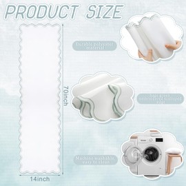 Windkream Scalloped Edge Table Runner 70 Inches Preppy Embroidery Edge Table Runner Cute Neutral Rustic Dining Decor for Kitchen (Light Blue,White)