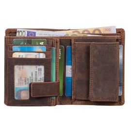 Benthill Men's Genuine Leather Wallet - Wallet with RFID Protection - Large Wallet for Men - Vintage Leather, Dark Brown (H)