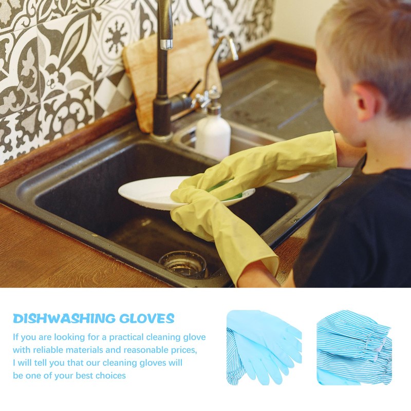 Gatuida Dish Washing Gloves, Fleece-lined Long Cuff Reusable Waterproof Household
