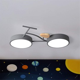 RUNNUP Bike LED Flushmount Creative Kids Metallic Flush Mount Ceiling Light Fixture for Boy’s Girl’s Room Children’s Bedroom Kindergarten,Gray-Cool Light