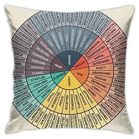 Melinde Wheel of Emotions Pillow Case Square Soft Pillowcase Throw Pillow Cover Home Decor for Living Room Sofa Car Cushion Cover 18"X 18"