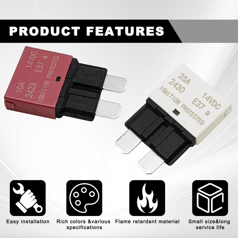6PCS Manual Reset Low Circuit Breaker Blade Fuse E37-5A 10A