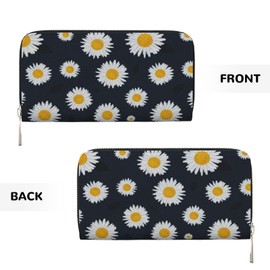 TREJUKY Sunflower Daisy Floral Wallet for Men Women Elegant Long Clutch Zip Around Travel Leather Coin Purse Large Capacity Credit Card Holder Handbag