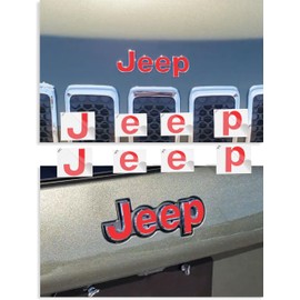 Reflective Concepts - 2019-2023 Jeep Cherokee - Jeep Front and Rear Emblem Overlay Decal Stickers - (Color: Gloss Red)