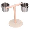 Bird Perch Stand Wooden Parrots Stand with Stainless Steel Feeding