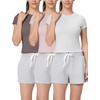SPRUCE INT Crop Top for Women - 3 Pack Basic Summer Modal Baby Tee Trendy Wrinkle Free Fitted Short Sleeve Tshirt for Workout (White Pink Brown-XL)