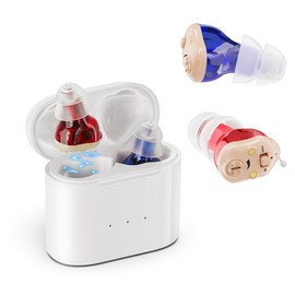 Hearing Aids for Seniors with Noise Cancelling, Comfort Hearing Aids Rechargeable Invisible In-Ear Device with Charging Case-1
