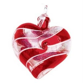 Glass Eye Studio Designer Red Spin Heart Ornament