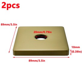 Antrader Square Shower Flange Cover,2Pcs 3.5 Inch Large Shower Arm Flange Universal Modern Shower Arm Flange Oversized Replacement Escutcheon Cover Plate for Shower Head Arms (Brushed Gold)