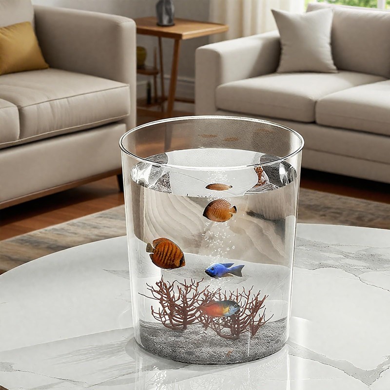 Okllen 6 Pack Clear Round Plastic Waste Baskets, BPA-Free Trash