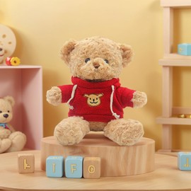 Hgplvxj Soft Teddy Bear Stuffed Animals, 11.8'' Teddy Bear Plush Toy Wearing Sweater Birthday Christmas Valentine’s Day Gift for Kids Girlfriend (Brown)