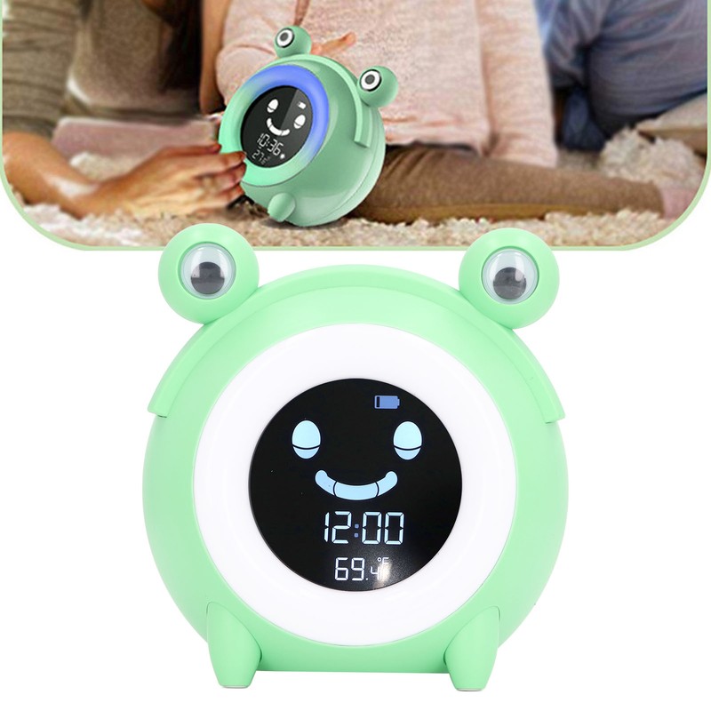 Kids Alarm Clock Cartoon Animal Shaped Gentle Music Night Light
