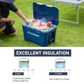 EchoSmile Portable Cooler 35L/37qt, Outdoor Insulated Ice Chest Box