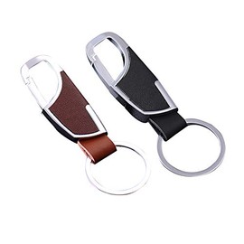Key Chain, 2 PCS Metal Car Key Chain Clip Detachable Leather Keychain with Key Ring Holder for Men Women
